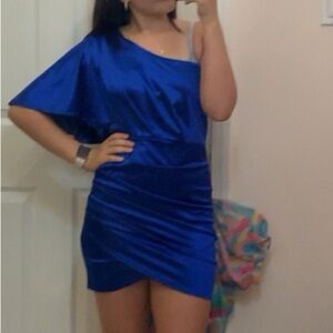 Sleek Sapphire One-Shoulder Dress